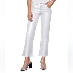 FRAME Le Crop Metallic Stretch Mini Boot-Cut Crop Jeans SILVER, LCMB009C Size 28